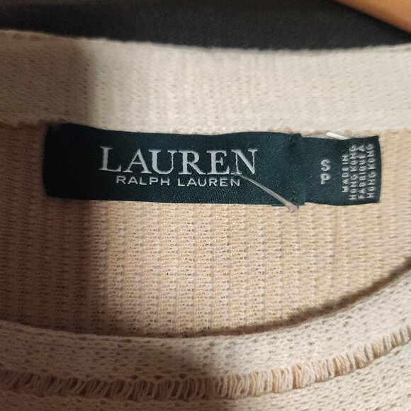 Lauren Ralph Lauren Fringe Trim Top Sweater Cream Boho Festival Size Small NWT - Picture 14 of 16